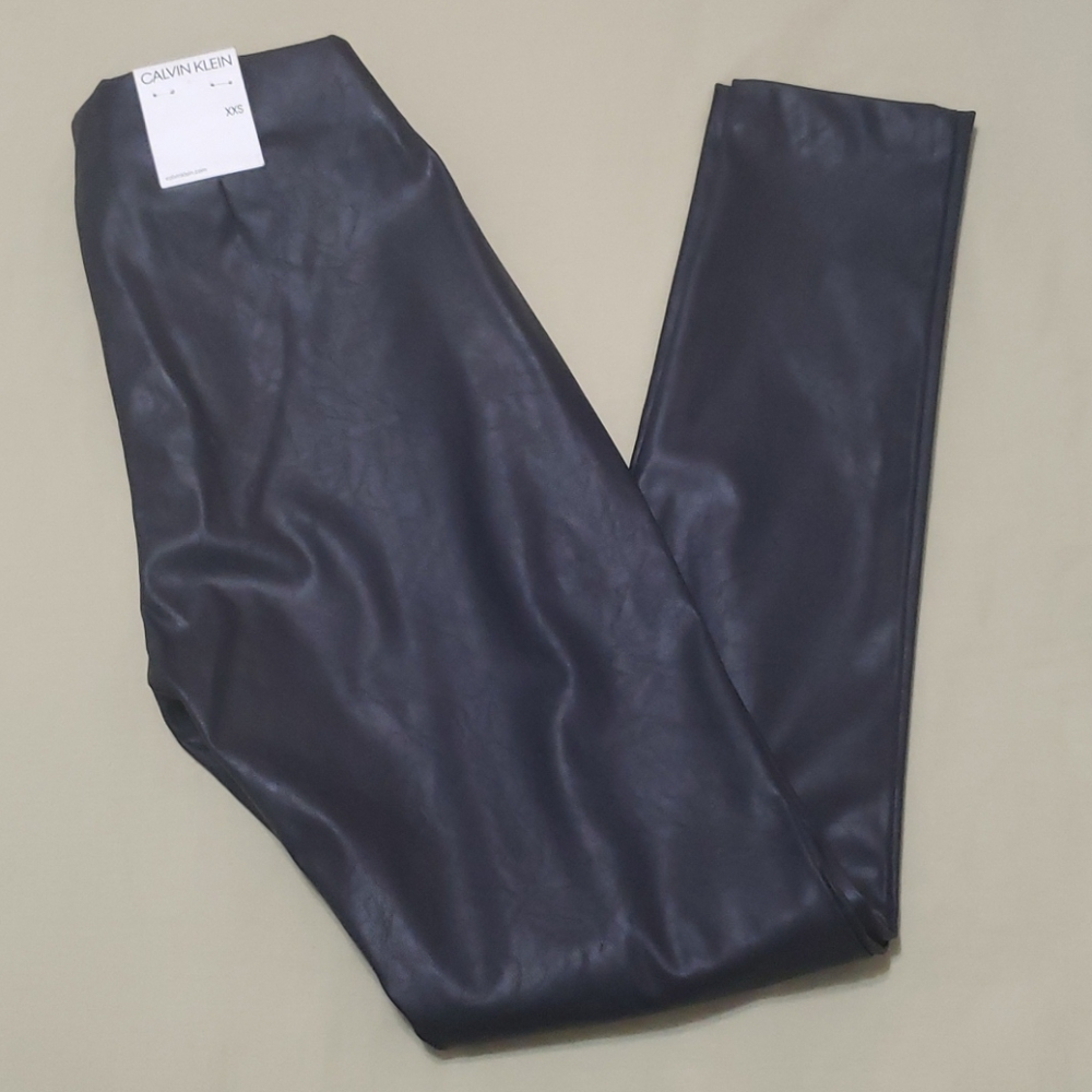Calvin Klein Faux Leather High Rise Leggings NWT